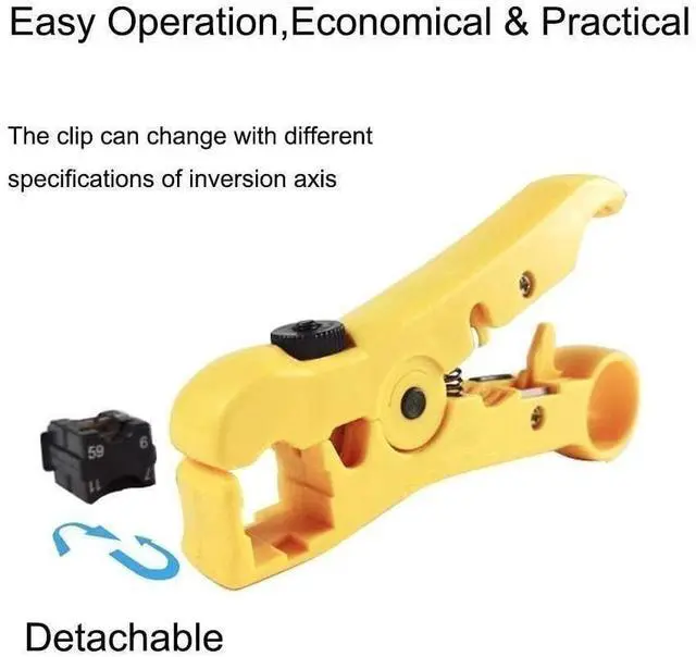 Alt view image 4 of 7 - KEHIPI Coaxial Compression Tool Coax Cable Crimper Kit Adjustable rg6 rg59 rg11 75-5 75-7 Coaxial Cable Stripper with 20pcs F Male And 10pcs Female to Female rg6 Connectors