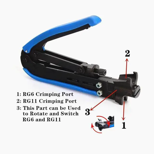 Alt view image 3 of 7 - KEHIPI  Coaxial Cable Crimper - Coax Cable Compression Tool Kit, rg6 rg59 rg11 75-5 75-7, Wire Stripper, 20pcs F Male Connectors, 10pcs Female to Female Connectors