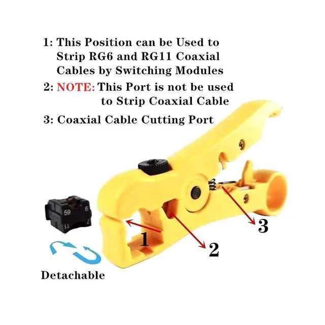 Alt view image 5 of 7 - KEHIPI  Coaxial Cable Crimper - Coax Cable Compression Tool Kit, rg6 rg59 rg11 75-5 75-7, Wire Stripper, 20pcs F Male Connectors, 10pcs Female to Female Connectors
