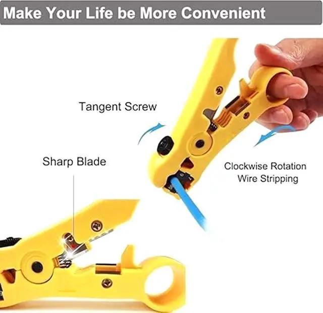 Alt view image 6 of 7 - KEHIPI  Coaxial Cable Crimper - Coax Cable Compression Tool Kit, rg6 rg59 rg11 75-5 75-7, Wire Stripper, 20pcs F Male Connectors, 10pcs Female to Female Connectors