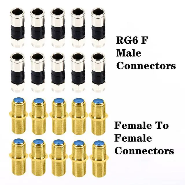 Alt view image 7 of 7 - KEHIPI Coax Cable Crimper Tool Kit, Coaxial Compression Tool for rg6 rg59 rg11, Wire Stripper, 10pcs RG6 F Male and Female Connectors, Screwdriver