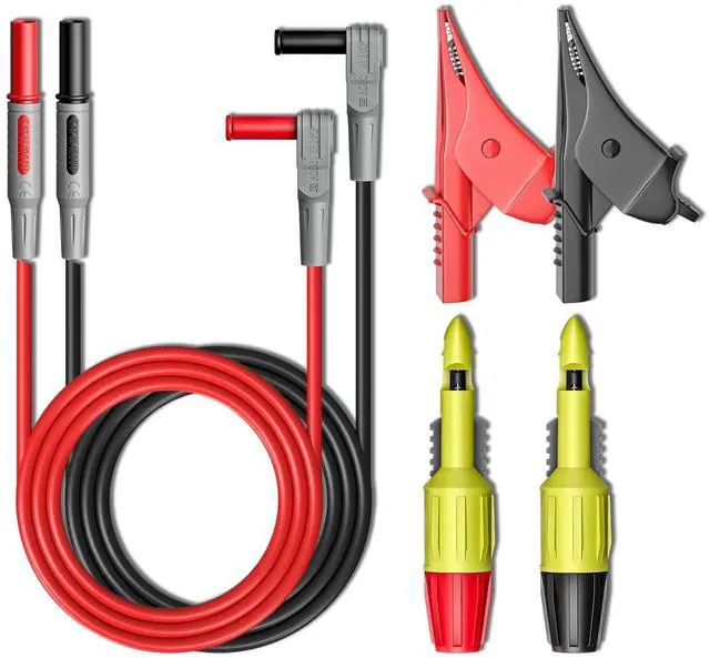 Main image of KEHIPI Multimeter Test Leads Kit 6PCS with Alligator Crocodile Clips, Wire Piercing Probes 4mm Piercing Clip for Multimeter Voltmeter Thermometer Testing