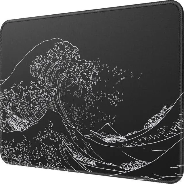 Main image of KEHIPI Mouse Pad [30% Larger] with Anti-fray Stitching, Premium-Textured & Waterproof Computer Mousepad with Non-Slip Rubber Base, Gaming Mouse Mat for Laptop, Office & Home, Kanagawa Wave