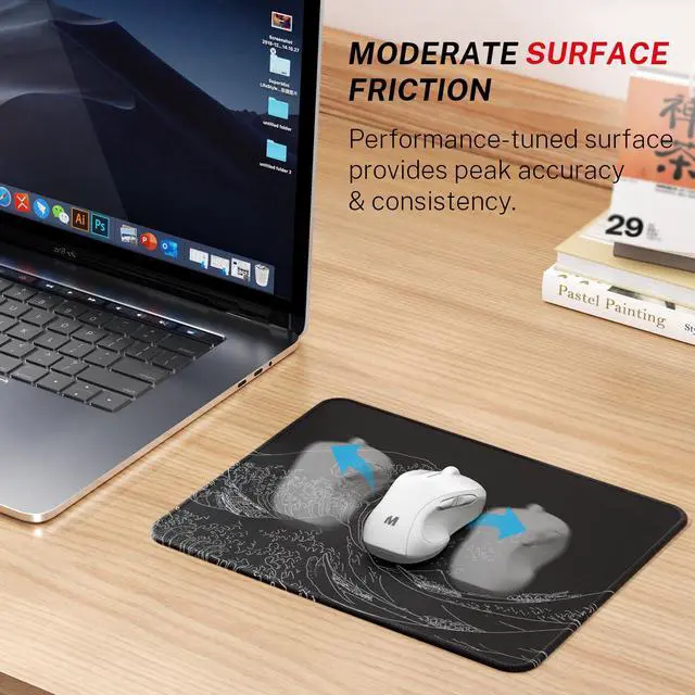 Alt view image 2 of 6 - KEHIPI Mouse Pad [30% Larger] with Anti-fray Stitching, Premium-Textured & Waterproof Computer Mousepad with Non-Slip Rubber Base, Gaming Mouse Mat for Laptop, Office & Home, Kanagawa Wave