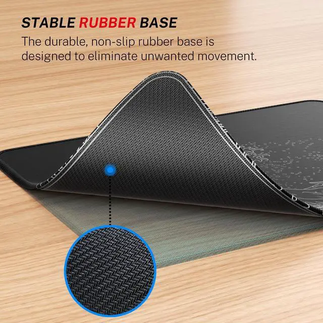 Alt view image 4 of 6 - KEHIPI Mouse Pad [30% Larger] with Anti-fray Stitching, Premium-Textured & Waterproof Computer Mousepad with Non-Slip Rubber Base, Gaming Mouse Mat for Laptop, Office & Home, Kanagawa Wave