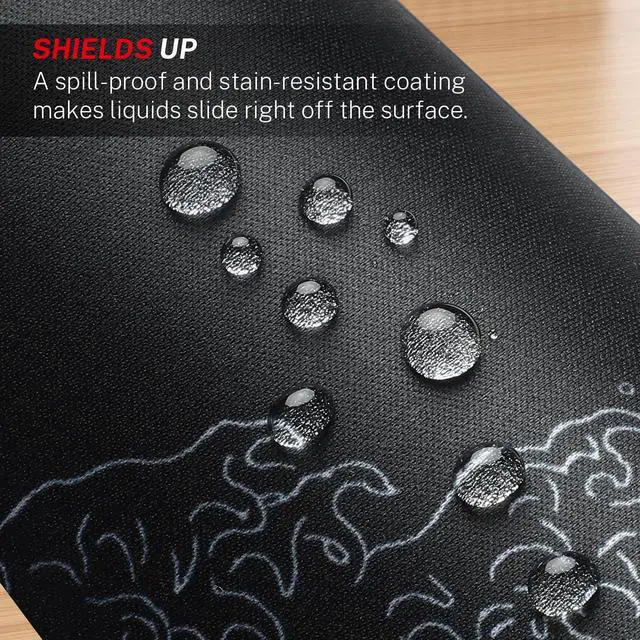 Alt view image 5 of 6 - KEHIPI Mouse Pad [30% Larger] with Anti-fray Stitching, Premium-Textured & Waterproof Computer Mousepad with Non-Slip Rubber Base, Gaming Mouse Mat for Laptop, Office & Home, Kanagawa Wave