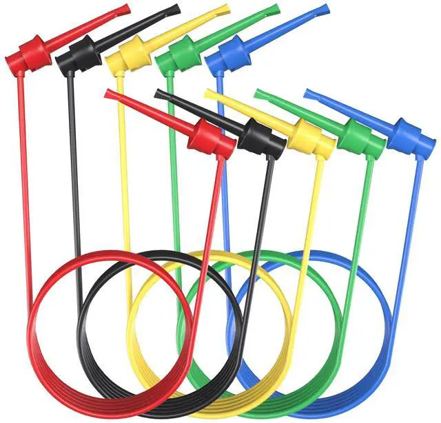 Main image of KEHIPI Test Hook Clips Silicone Test Leads 5PCS Testing Cables Wires Dual IC Hooks Clips for Electronic Testing