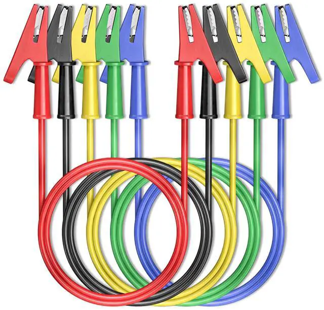 Main image of KEHIPI Alligator Clips Electrical Test Leads Dual Ended Crocodile Wire Cable with Full-wrap Insulating Clips Flexible Copper Cable Wire 5PCS for Electrical Testing 3.3ft/1m