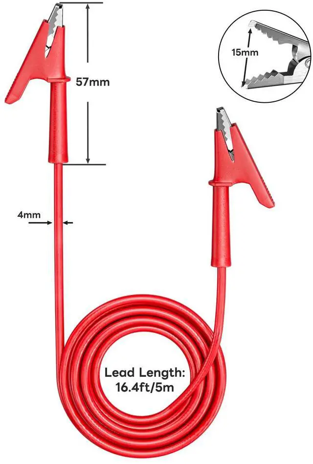 Alt view image 3 of 7 - KEHIPI 5PCS Alligator Clips Test Leads Dual Ended Crocodile Wire Cable with Insulators Clips Test Flexible Copper Cable for Electrical Testing 16.4ft/5m