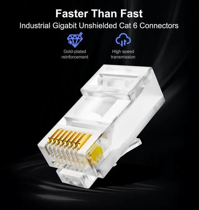 Alt view image 3 of 7 - KEHIPI Cat 6 Pass Through RJ45 Connectors, Supports 24 to 26 AWG RJ45 Crimp Ends UTP Network Plug (50 * Cat6 Plug + 50 * Strain Relief Boots)