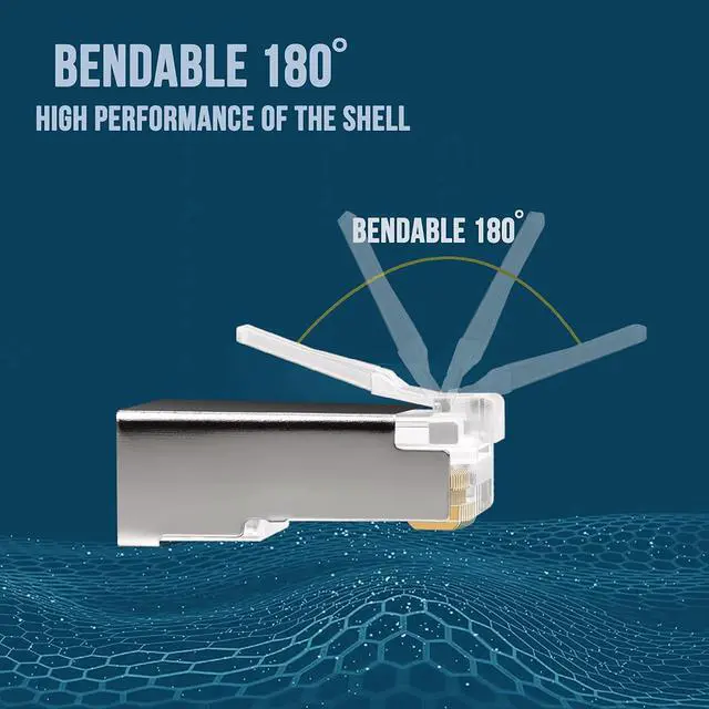 Alt view image 5 of 6 - KEHIPI RJ45 23AWG Cat6a Cat6 Connector Gold Plated 8P8C Pass Through Shield Plug (50pieces)