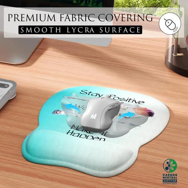 Alt view image 2 of 6 - SOEWIOU Ergonomic Mouse Pad with Gel Wrist Rest, Comfortable Mousepad with Smooth Wrist Support Surface and Non-Slip PU Base for Pain Relief, Computer, Laptop,Office & Home,9.4 x 8.1 in, Feather Arrow