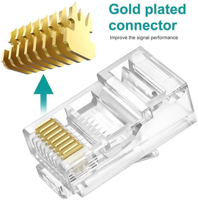 Alt view image 4 of 7 - KEHIPI 100-Pack Cat 6 Pass Through RJ45 Connectors with RJ45 Boots Cover (Cat6 Connector/ Cat5e Connector/Ethernet Ends/Cat 6 Ends/ RJ45 Modular Plugs) for Solid or Stranded UTP Cable