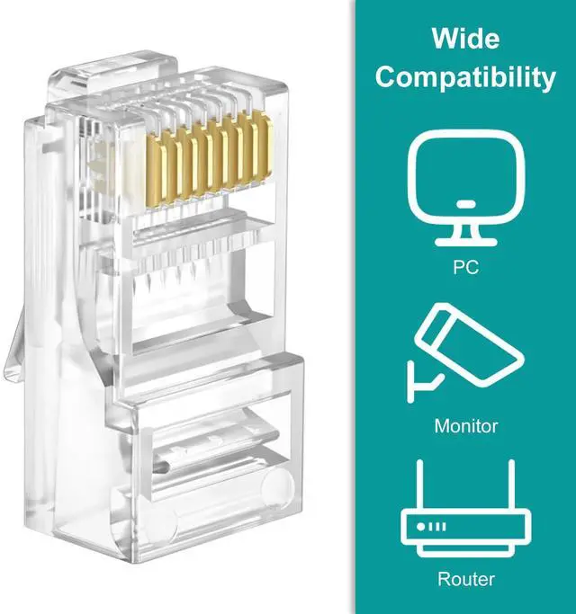 Alt view image 5 of 7 - KEHIPI 100-Pack Cat 6 Pass Through RJ45 Connectors with RJ45 Boots Cover (Cat6 Connector/ Cat5e Connector/Ethernet Ends/Cat 6 Ends/ RJ45 Modular Plugs) for Solid or Stranded UTP Cable