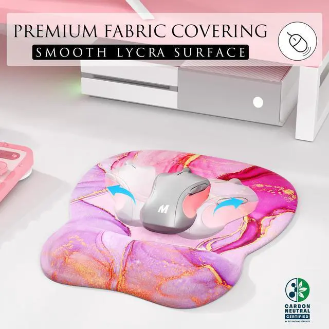 Alt view image 2 of 6 - KEHIPI Ergonomic Mouse Pad with Gel Wrist Rest, Comfortable Mousepad with Smooth Wrist Support Surface and Non-Slip PU Base for Pain Relief, Computer, Laptop, Office & Home, 9.4 x 8.1 in, Pink Marble