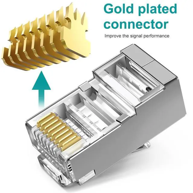 Alt view image 3 of 7 - KEHIPI 50-Pack Cat 6 Shielded Pass Through RJ45 Connectors + 50Pack RJ45 Strain Relief Boots, 8P8C Modular Ethernet STP Network Cable Plug End for Cat6 Cat5e