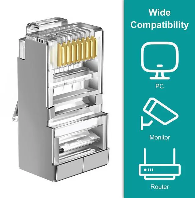 Alt view image 5 of 7 - KEHIPI 50-Pack Cat 6 Shielded Pass Through RJ45 Connectors + 50Pack RJ45 Strain Relief Boots, 8P8C Modular Ethernet STP Network Cable Plug End for Cat6 Cat5e