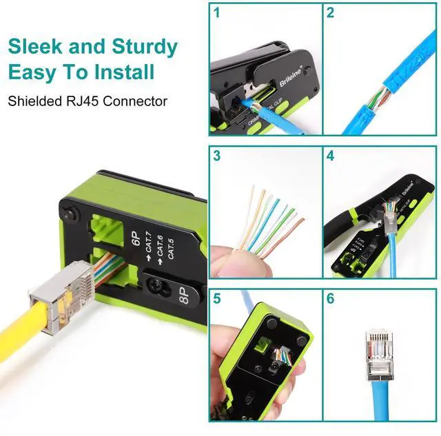 Alt view image 7 of 7 - KEHIPI 50-Pack Cat 6 Shielded Pass Through RJ45 Connectors + 50Pack RJ45 Strain Relief Boots, 8P8C Modular Ethernet STP Network Cable Plug End for Cat6 Cat5e