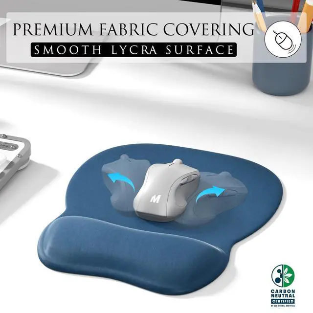 Alt view image 2 of 6 - KEHIPI Ergonomic Mouse Pad with Gel Wrist Rest, Comfortable Mousepad with Smooth Wrist Support Surface and Non-Slip PU Base for Pain Relief, Computer, Laptop, Office & Home, 9.4 x 8.1 in, Navy Blue