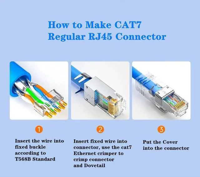 Alt view image 6 of 7 - KEHIPI 50-Pack Cat7 Cat6A RJ45 Connectors Shielded Cat7 Cat6A RJ45 Ends Ethernet Cable Crimp Connectors 50PCS RJ45 Strain Relief Boots (Not Pass Through RJ45 Connectors)