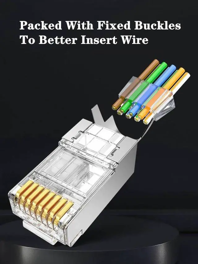 Alt view image 6 of 7 - KEHIPI 100-Pack Cat7 Cat6A RJ45 Pass Through Connectors Shielded (Cat7 Cat6A Ends/ RJ45 Modular Plugs) 100PCS Strain Relief Boots