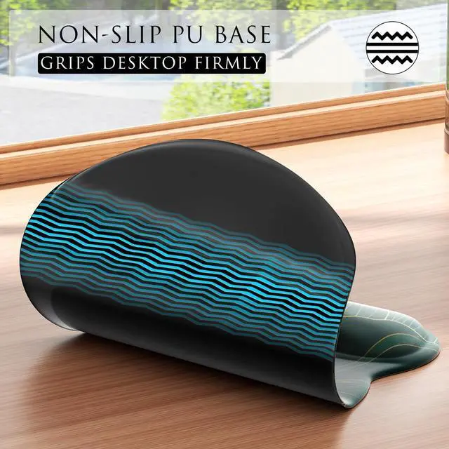 Alt view image 6 of 6 - SOEWIOU Ergonomic Mouse Pad with Gel Wrist Rest, Comfortable Mousepad with Smooth Wrist Support Surface and Non-Slip PU Base for Pain Relief, Computer, Laptop, Office & Home,9.4 x 8.1 in, Green Leaves