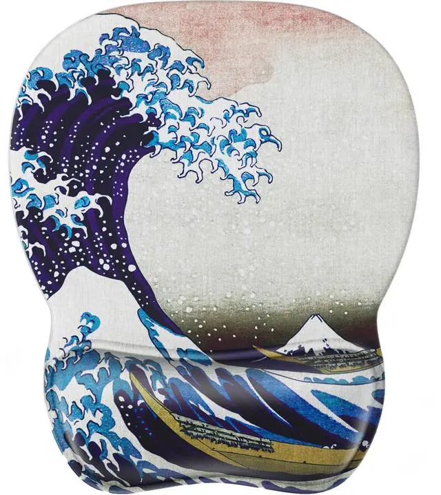 Main image of KEHIPI Ergonomic Mouse Pad with Gel Wrist Rest, Comfortable Mousepad with Smooth Wrist Support Surface and Non-Slip PU Base for Pain Relief, Computer, Laptop, Office & Home, 9.4 x 8.1 in, Great Wave