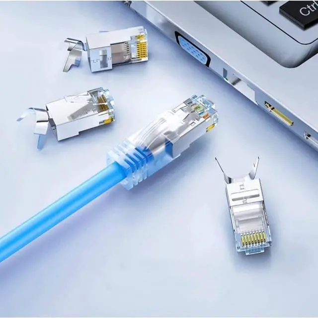 Alt view image 7 of 7 - KEHIPI 100-Pack Cat7 Cat6A RJ45 Pass Through Connectors Shielded (Cat7 Cat6A Ends/ RJ45 Modular Plugs) 100PCS Strain Relief Boots