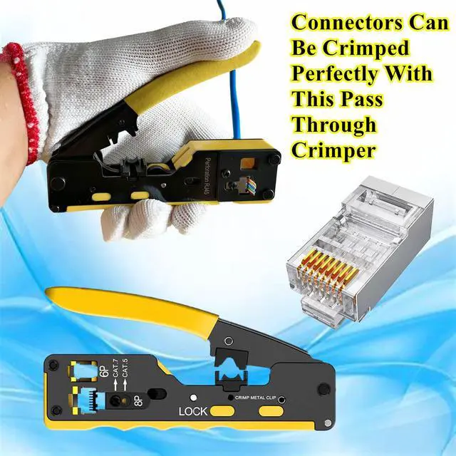 Alt view image 4 of 6 - KEHIPI 100-Pack Cat6 Cat6A RJ45 Pass Through Connectors Ends, 1.2mm Shielded Connectors for 23AWG Solid Wire and Standard Cable