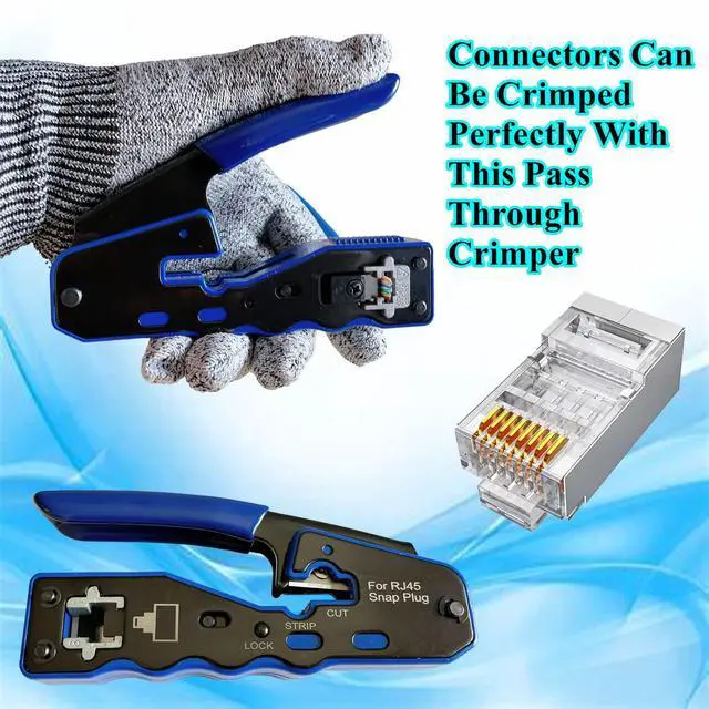 Alt view image 5 of 6 - KEHIPI 100-Pack Cat6 Cat6A RJ45 Pass Through Connectors Ends, 1.2mm Shielded Connectors for 23AWG Solid Wire and Standard Cable