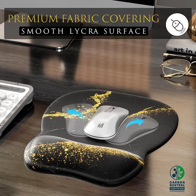 Alt view image 2 of 6 - KEHIPI Ergonomic Mouse Pad with Gel Wrist Rest, Comfortable Mousepad with Smooth Wrist Support Surface and Non-Slip PU Base for Pain Relief, Computer, Laptop, Office & Home, 9.4 x 8.1 in, Black Gold