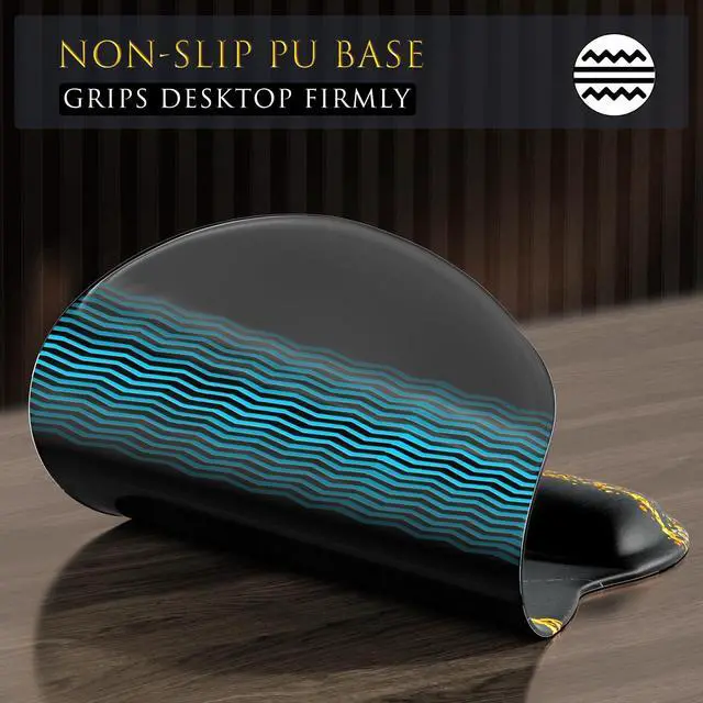 Alt view image 6 of 6 - KEHIPI Ergonomic Mouse Pad with Gel Wrist Rest, Comfortable Mousepad with Smooth Wrist Support Surface and Non-Slip PU Base for Pain Relief, Computer, Laptop, Office & Home, 9.4 x 8.1 in, Black Gold