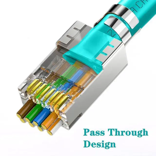 Alt view image 2 of 7 - KEHIPI 30-Pack Cat7 Cat6A RJ45 Pass Through Connectors Shielded (Cat7 Cat6A Ends RJ45 Modular Plugs/Ethernet Plugs) 30PCS Strain Relief Boots