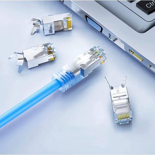 Alt view image 6 of 7 - KEHIPI 30-Pack Cat7 Cat6A RJ45 Pass Through Connectors Shielded (Cat7 Cat6A Ends RJ45 Modular Plugs/Ethernet Plugs) 30PCS Strain Relief Boots