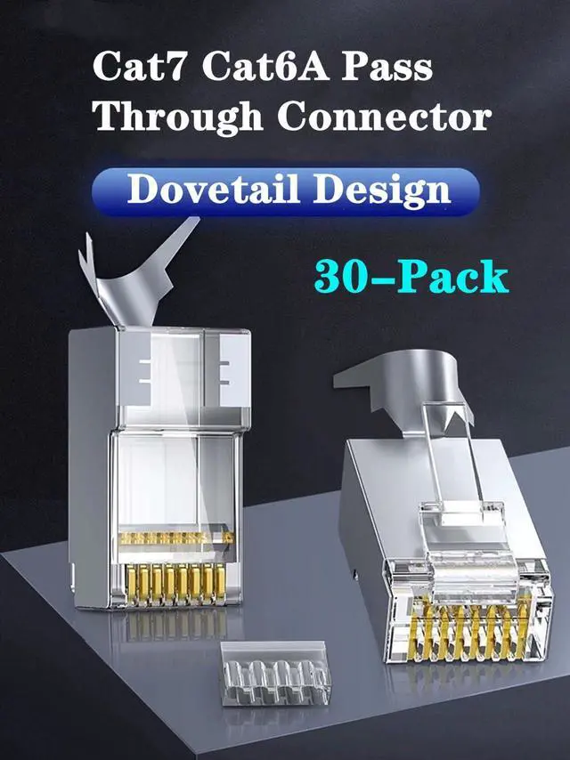 Alt view image 3 of 7 - KEHIPI 30-Pack Cat7 Cat6A RJ45 Pass Through Connectors Shielded (Cat7 Cat6A Ends RJ45 Modular Plugs/Ethernet Plugs) 30PCS Strain Relief Boots