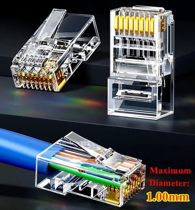 Alt view image 3 of 6 - KEHIPI 100-Pack Cat5 Cat5e RJ45 Connectors Ends for Solid Wire and Standard Cable (Not Pass Through)