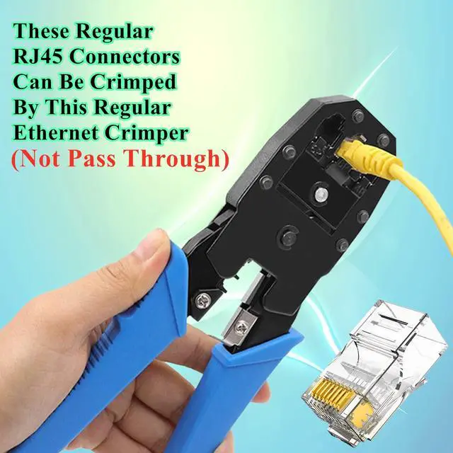 Alt view image 5 of 6 - KEHIPI 100-Pack Cat5 Cat5e RJ45 Connectors Ends for Solid Wire and Standard Cable (Not Pass Through)