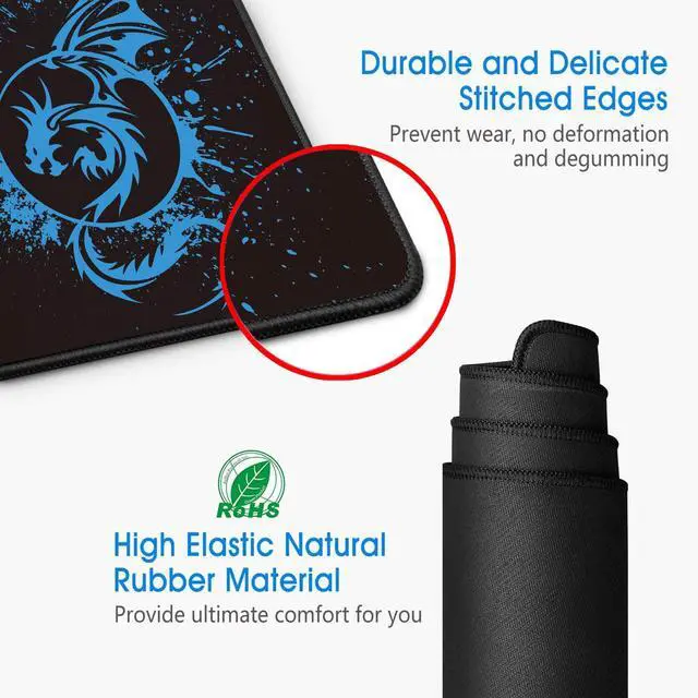 Alt view image 3 of 7 - KEHIPI Large Mouse Pad Extended Speed Gaming Mouse Pad Fly Dragon Mouse Pad Gamer Office Computer Mouse Mat (A-Blue)