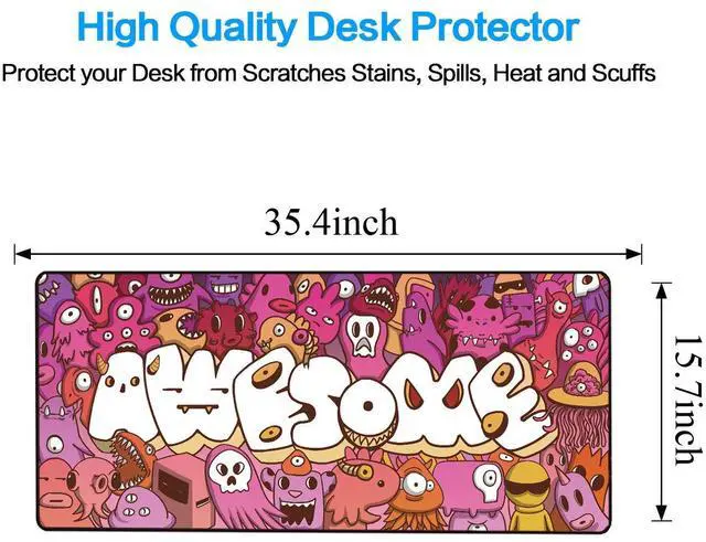 Alt view image 4 of 7 - KEHIPI Mouse Pad Extended Large Gaming Mouse Pad Graffiti Anime Mouse pad Computer Keyboard Mousepad Mouse Mat Office Mousepad for Laptop, Computer & PC (A-35.4"x15.7")