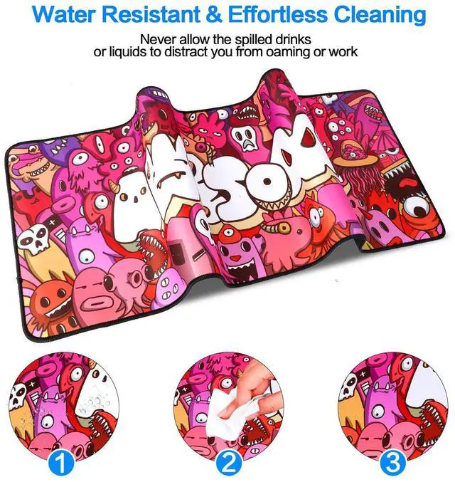 Alt view image 5 of 7 - KEHIPI Mouse Pad Extended Large Gaming Mouse Pad Graffiti Anime Mouse pad Computer Keyboard Mousepad Mouse Mat Office Mousepad for Laptop, Computer & PC (A-35.4"x15.7")