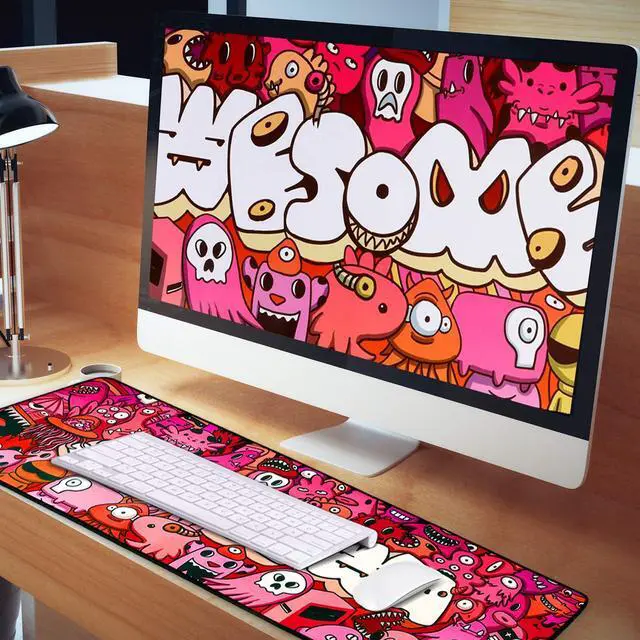 Alt view image 7 of 7 - KEHIPI Mouse Pad Extended Large Gaming Mouse Pad Graffiti Anime Mouse pad Computer Keyboard Mousepad Mouse Mat Office Mousepad for Laptop, Computer & PC (A-35.4"x15.7")