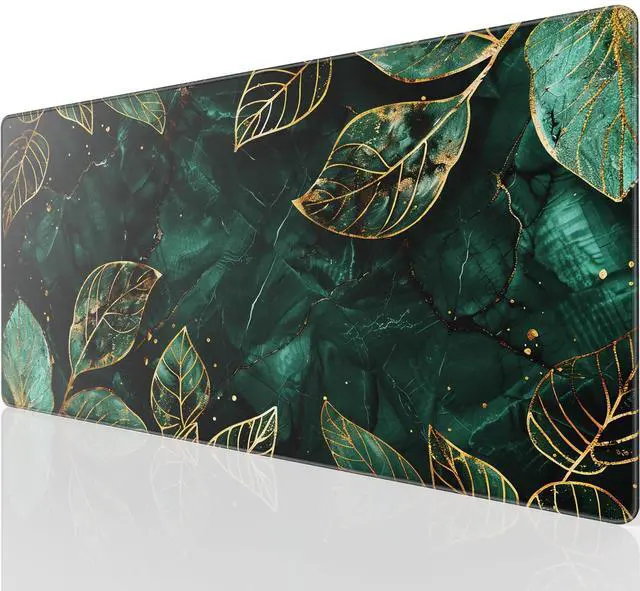 Main image of KEHIPI Large Gaming Mouse Pad with Stitched Edges, Extended Mousepad with Superior Micro-Weave Cloth, Non-Slip Base, Water Resist Keyboard Pad for Gamer, Office & Home, 31.5x15.7in, Green Leaves