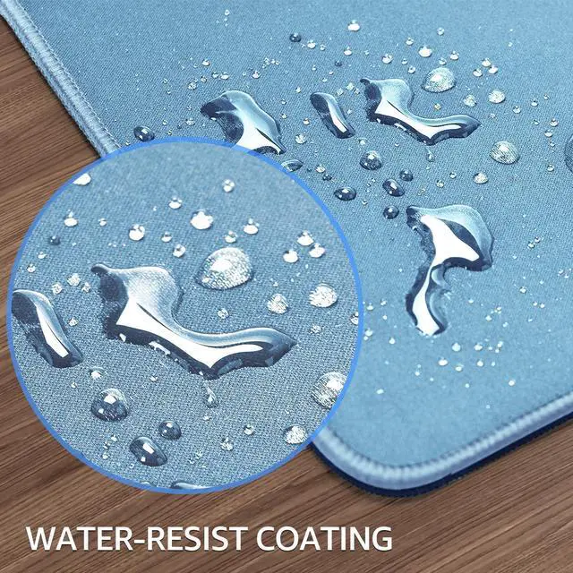 Alt view image 5 of 6 - KEHIPI Large Gaming Mouse Pad with Stitched Edges, Extended Mousepad with Superior Micro-Weave Cloth, Non-Slip Base, Water Resist Keyboard Pad for Gamer, Office & Home, 31.5x15.7in, Ice Blue