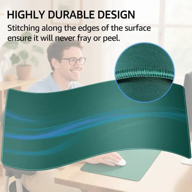 Alt view image 3 of 6 - KEHIPI Large Gaming Mouse Pad with Stitched Edges, Extended Mousepad with Superior Micro-Weave Cloth, Non-Slip Base, Water Resist Keyboard Pad for Gamer, Office & Home, 31.5x15.7in, Forest Green