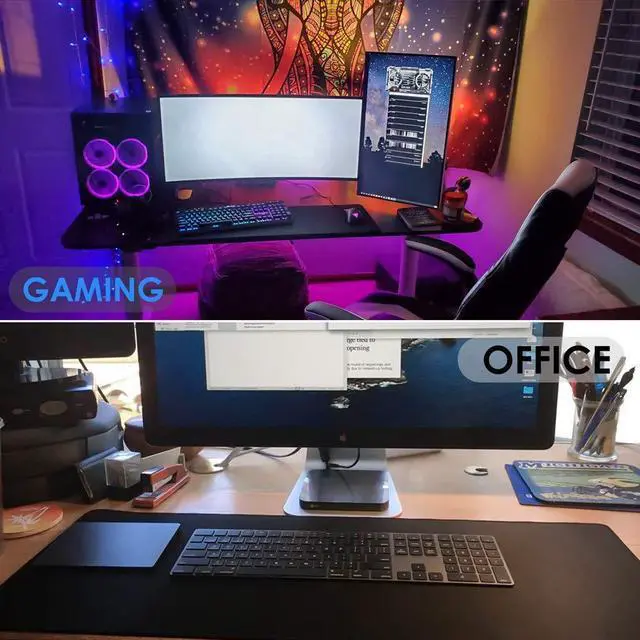 Alt view image 7 of 7 - KEHIPI Large Gaming Mouse Pad with Stitched Edges, Extended Mousepad with Superior Micro-Weave Cloth, Non-Slip Base, Water Resist Keyboard Pad, Desk Mat for Gamer, Office & Home, 31.5 x 15.7 in, Black