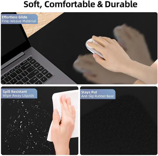 Alt view image 2 of 7 - KEHIPI Gaming Mouse Pad, Wireless Charging Mouse Pad Gaming, 31.5"x11.8" Large Desk Mat for Laptop/Computer/Keyboard, Waterproof Smooth Surface, Non-Slip Base, Black