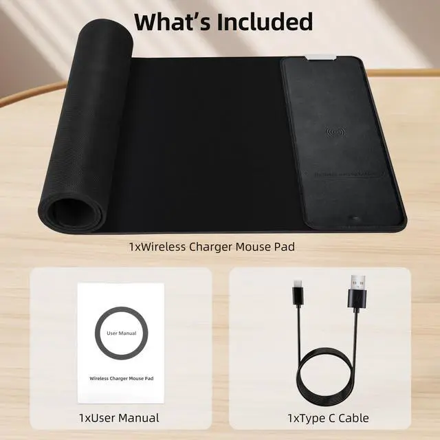 Alt view image 6 of 7 - KEHIPI Gaming Mouse Pad, Wireless Charging Mouse Pad Gaming, 31.5"x11.8" Large Desk Mat for Laptop/Computer/Keyboard, Waterproof Smooth Surface, Non-Slip Base, Black