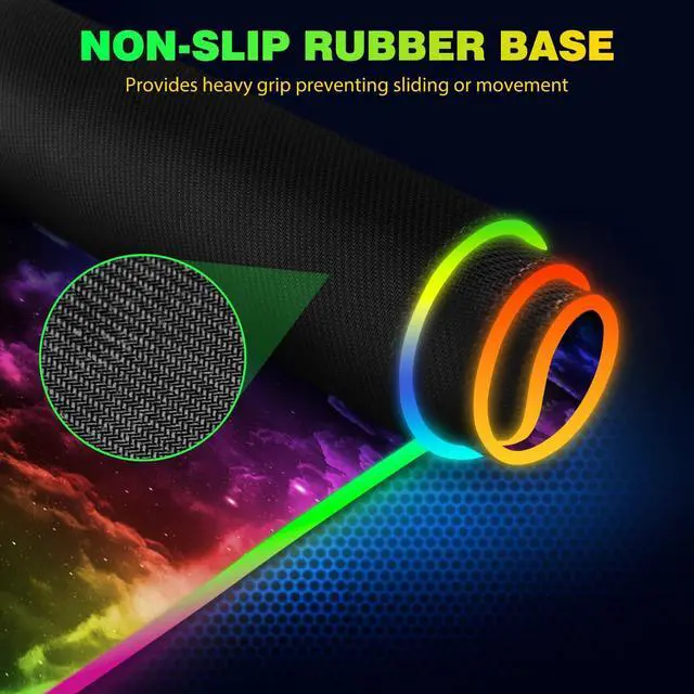 Alt view image 7 of 7 - KEHIPI Wireless Charging RGB Gaming Mouse Pad 15W, Extended LED Desk Mat Protector 800x300x4MM, 14 Light Modes Extra Large Mousepad Non-Slip Rubber Base Desk Mat, Nebula Universe