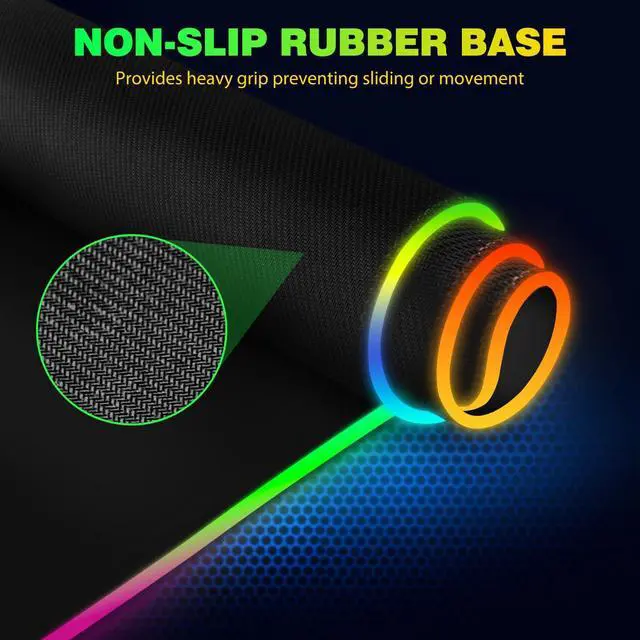 Alt view image 6 of 7 - KEHIPI Wireless Charging RGB Gaming Mouse Pad 15W, Extended LED Desk Mat Protector 800x300x4MM, 14 Light Modes Extra Large Mousepad Non-Slip Rubber Base Desk Mat, Cool Black