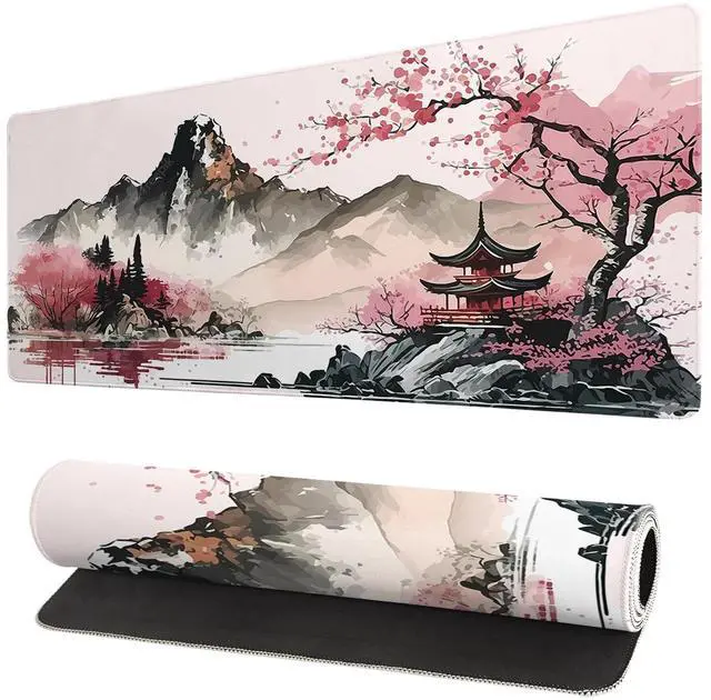 Main image of KEHIPI Watercolor Japanese Large Gaming Mouse Pad,Mouse Pad Gaming 31.5 x 11.8 in Mouse Mat Desk Pad,Large Desk Mat,Extended Keyboard Mousepad with Non-Slip Base and Stitched Edge for Desk Home Office